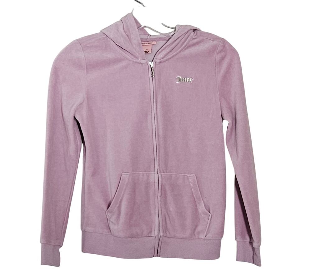 Juicy Couture Girls Velour Light Purple Full Zip Hoodie Jacket sz 12